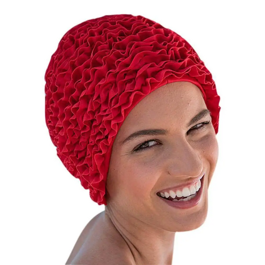 Red Frilly Swimming Hat by Fashy - Fine Saratoga Ltd