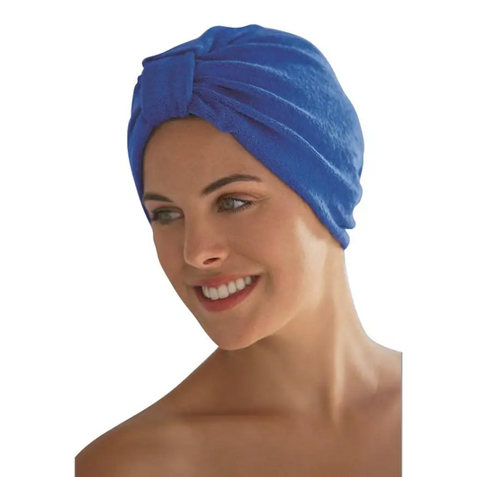 Towelling Cotton Hair Turban by Fashy 3821 Blue - Towelling Head Turban