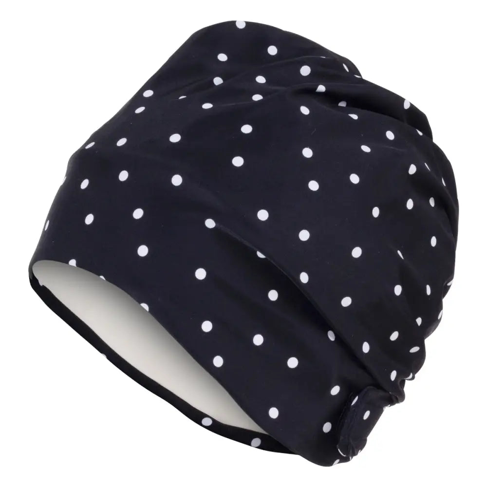 Black Spotty Swim Turban by Fashy With Velcro Fastener - Swimming Caps