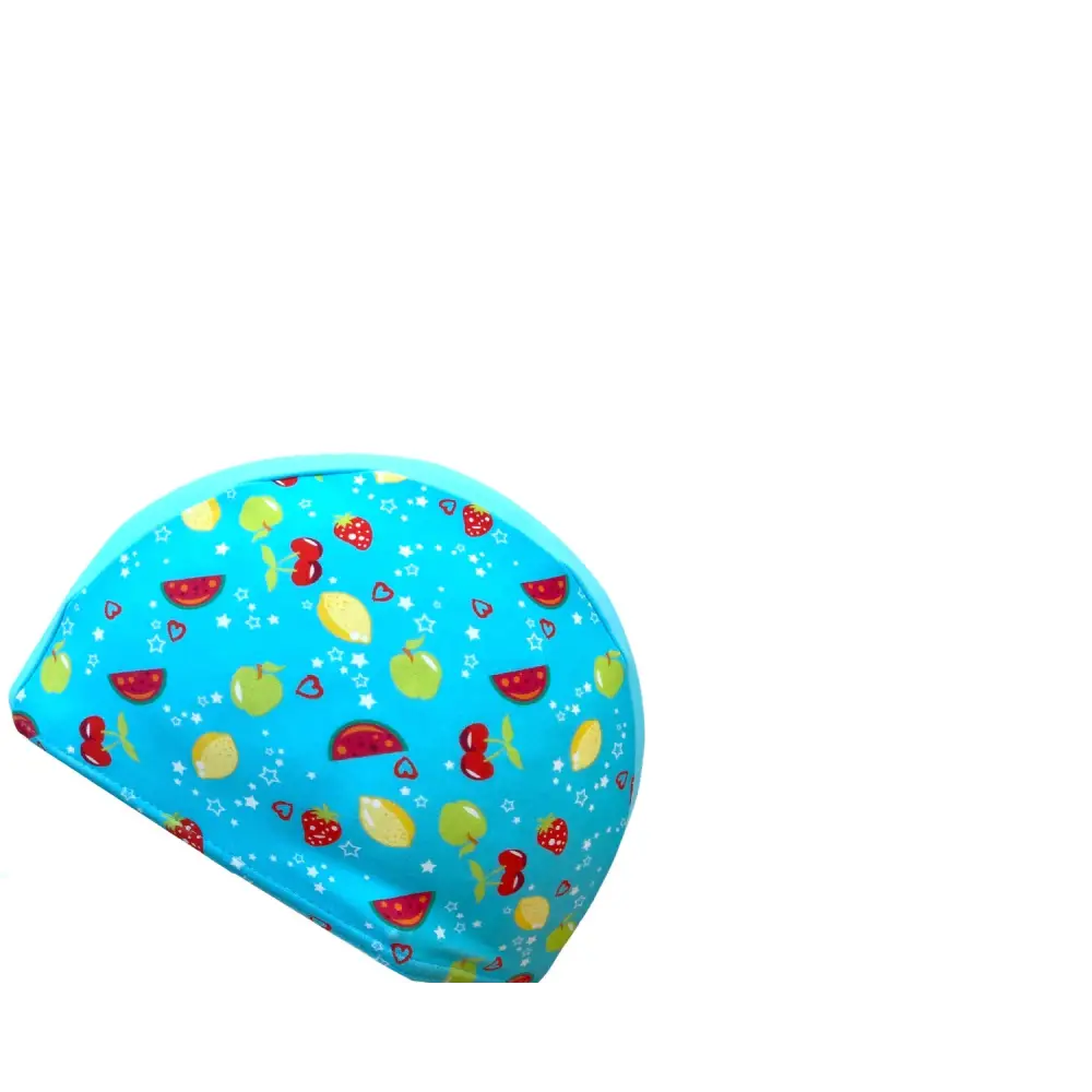 Childrens Girls Fabric Swim Cap Turquoise Watermelon - Childrens Swimming Caps