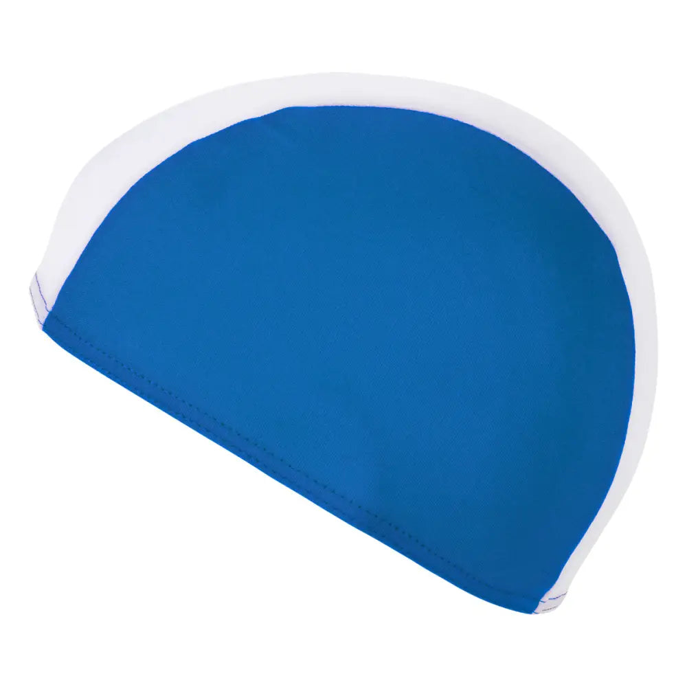 Childs Fabric Swim Cap - Blue & White - Childrens Swimming Caps