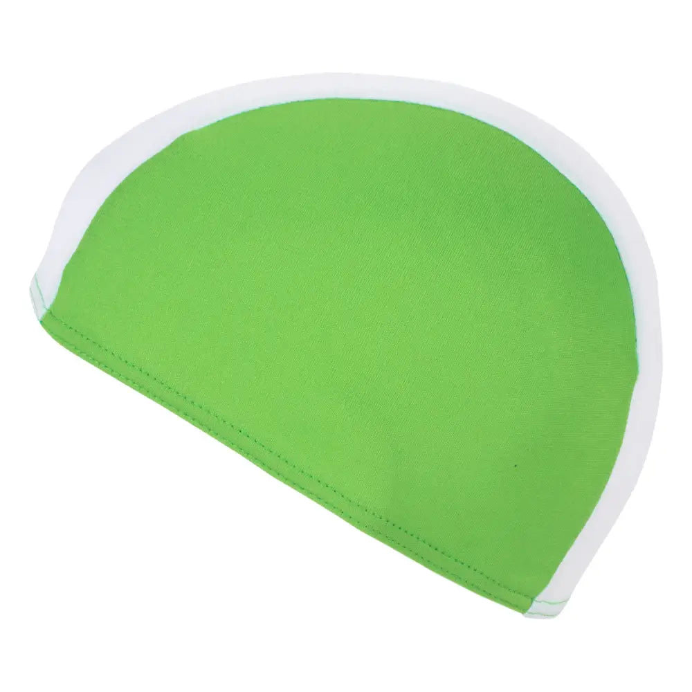 Childs Fabric Swim Cap - Green & White - Childrens Swimming Caps