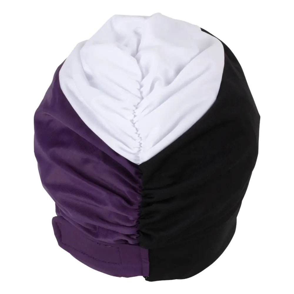 Fashy Black Purple & White Swim Turban With Velcro Fastener - Swimming Caps