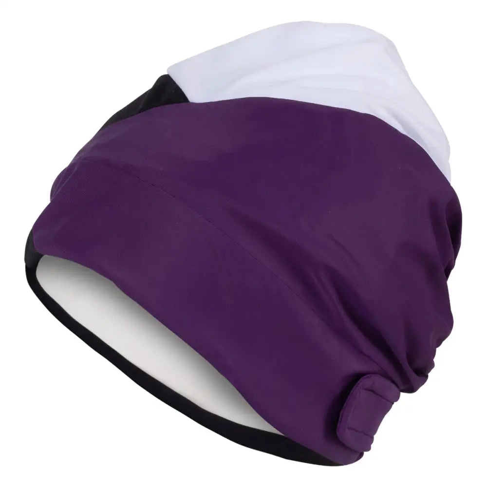 Fashy Black Purple & White Swim Turban With Velcro Fastener - Swimming Caps