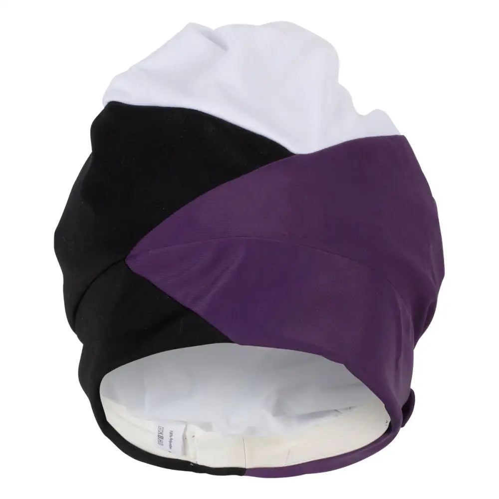 Fashy Black Purple & White Swim Turban With Velcro Fastener - Swimming Caps