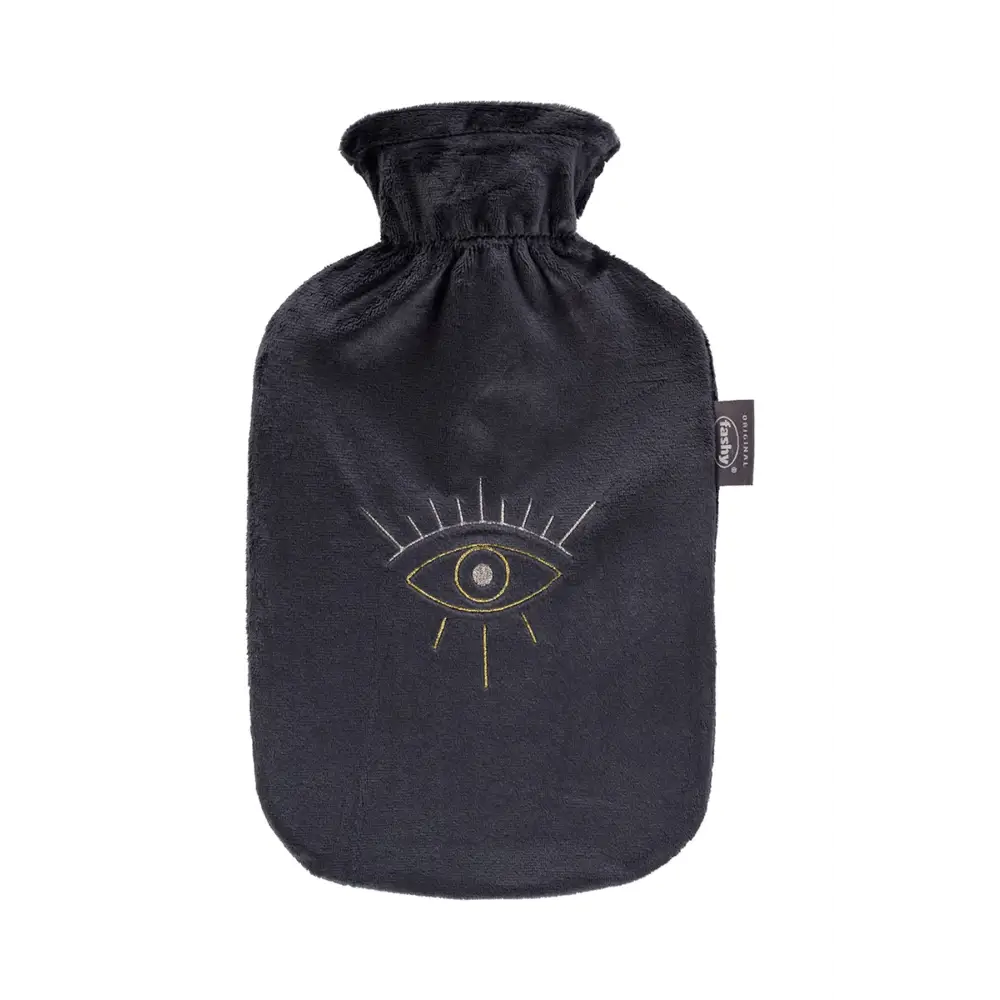 Fashy Hot Water Bottle With Removeable Cover Black Plush All Seeing Eye - Hot Water Bottles