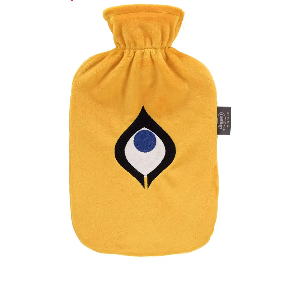 Fashy Hot Water Bottle With Removeable Cover Fun Yellow Retro Style - Hot Water Bottles