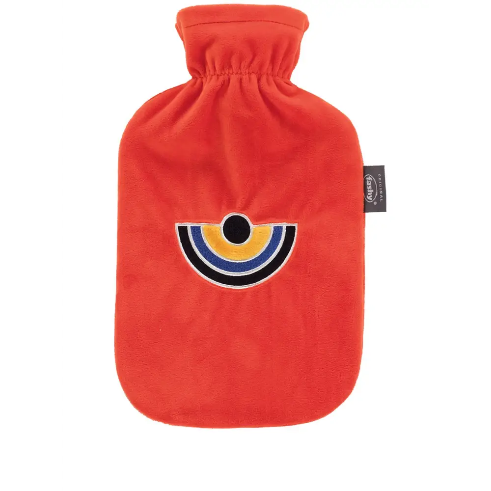 Fashy Hot Water Bottle With Removeable Cover Quirky Red Retro Style - Hot Water Bottles