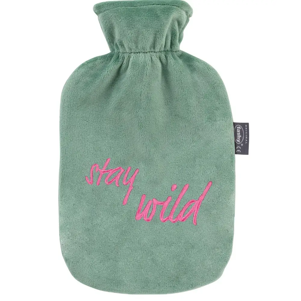 Fashy Hot Water Bottle With Removeable Cover Stay Wild! Green Pink - Hot Water Bottles