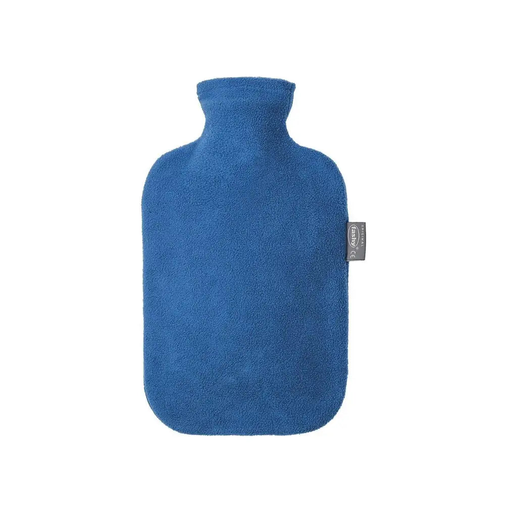 Blue Fashy Hot Water Bottle with Removable Fleece Cover, perfect for comfort and warmth