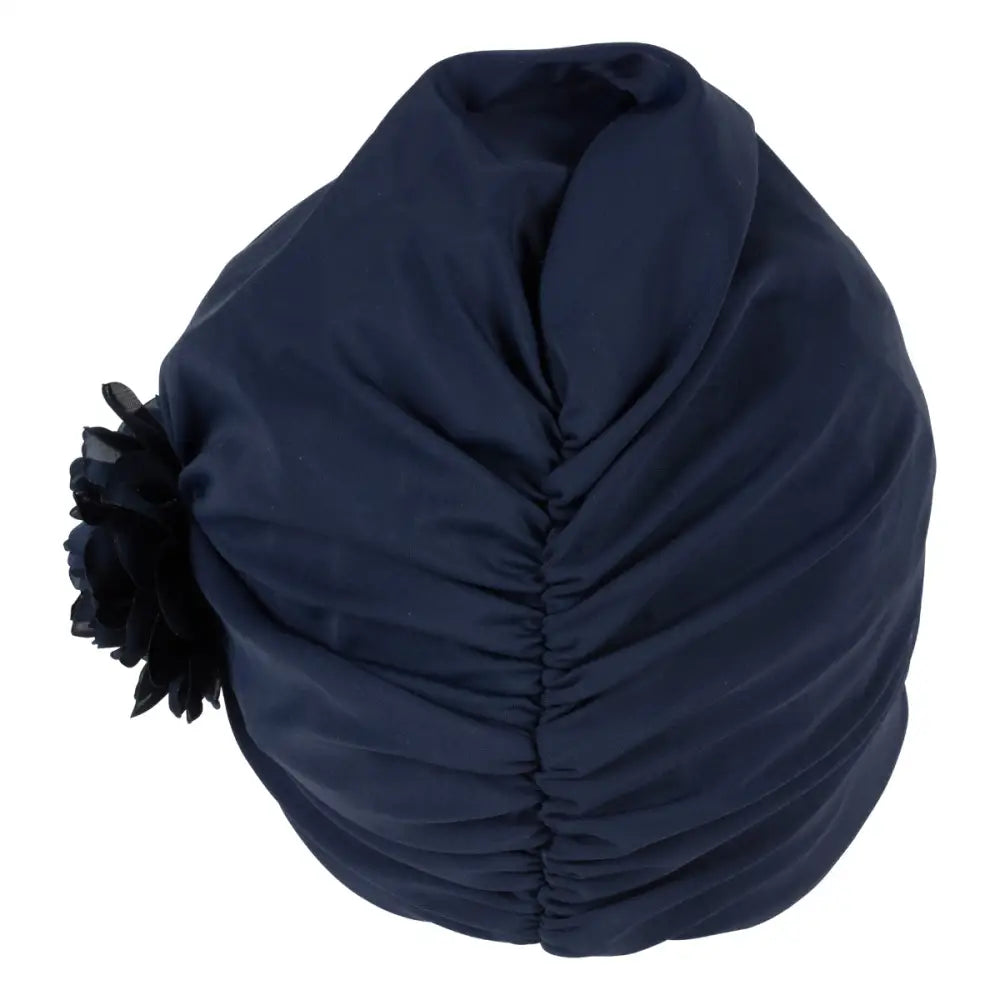 Fashy Navy Swim Turban by Fashy With Flower Decoration - Swimming Caps