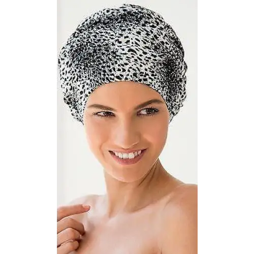 Fashy Shower Cap Black White Animal Print 3633 - Shower Caps