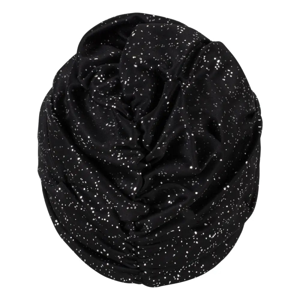 Glamorous Swim Turban Womens’ Swim Hat With Velcro Fastener Black Sparkly 3434 - Swimming Hats