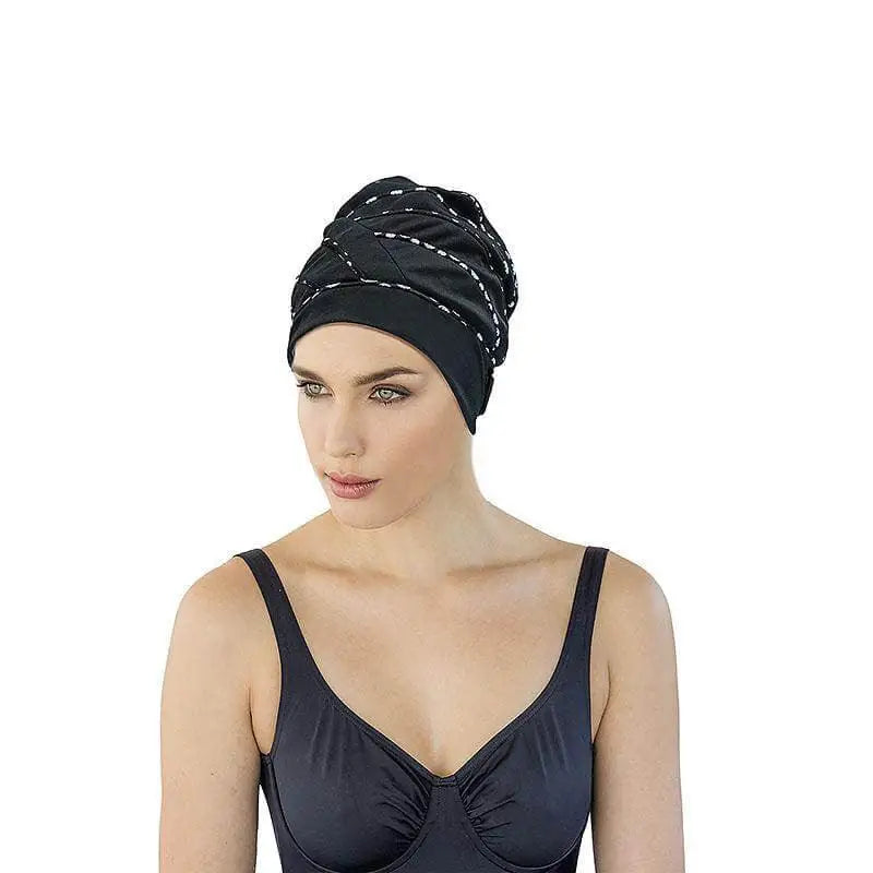 Glamorous Swim Turban Women's Swim Hat With Velcro Fastener - Fine Saratoga Ltd