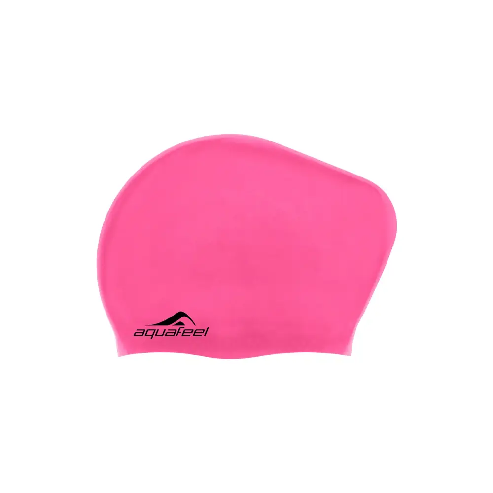 Pink Black Silicone Swim Cap For Long Hair Fashy Aquafeel - Pink - Swimming Caps