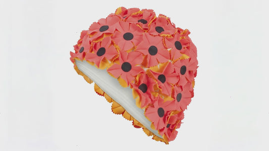 Fashy Pink, Orange & Black Vintage Style Flower Swim Cap For Women