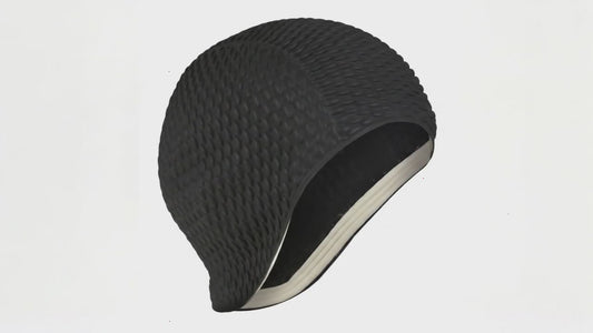 Black Rubber Bubble Swim Cap by Fashy