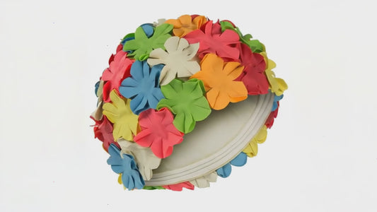 Multi-Colour Vintage Style Flower Swim Cap by Beco -  Women’s Retro Swimming Hat