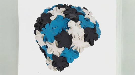 Blue, Black, White Vintage Style Flower Swim Hat For Women by Fashy