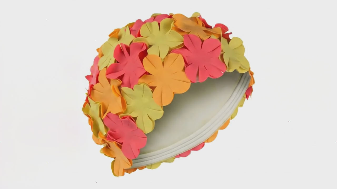 womens flower swim cap pink, orange and yellow. Fine Saratoga UK