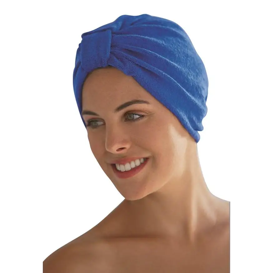 Towelling Cotton Hair Turban by Fashy 3821 Blue - Towelling Head Turban