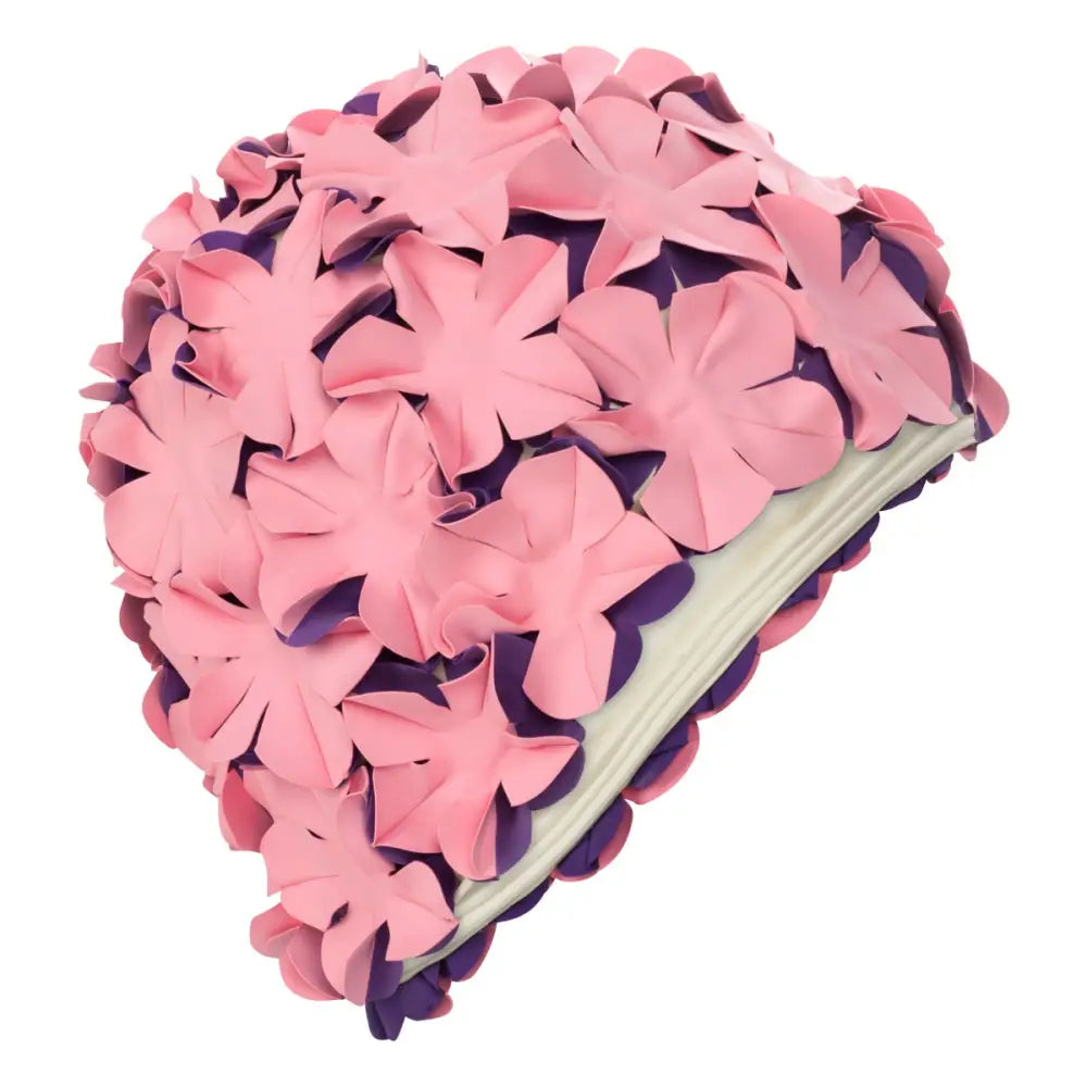 Medifier Swim Cap Floral Petal Retro Style Bathing Caps For Women Black